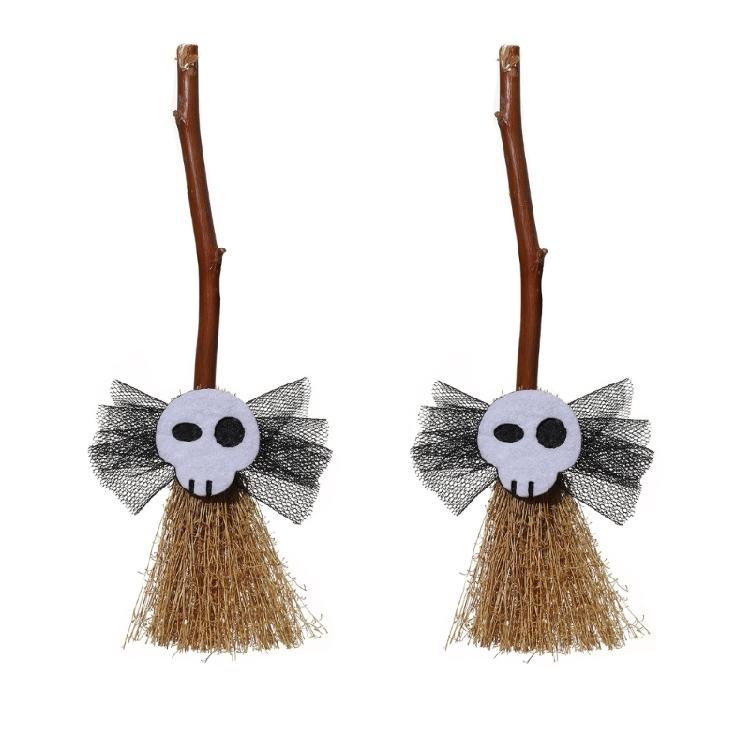 Halloween Decorations Wooden Witches Brooms Hanging Ornament Witches Broomstick Pendant Wall Hangings Gift for Women Men