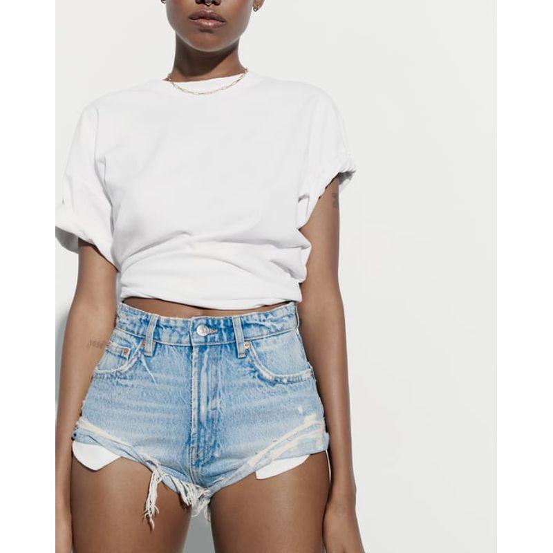 Summer Fashion All-Matching Hole Arc High Waist Hot Pants