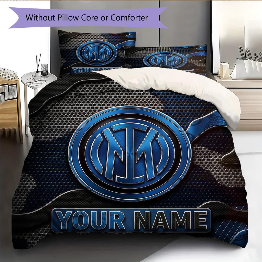 Set Copripiumino Personalizzato con Motivo Inter Milano Decorazione per la Casa Regalo (1 * copripiumino + 2 * federe senza imbottitura)