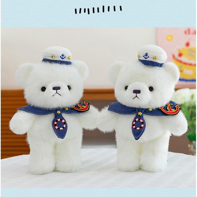 Soft Plush Bear In Navy Uniform Boys Teens Men Birthday Gift Office Decor Collectible Toy
