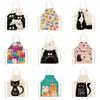 1 Pcs Cute Cat Pattern Kitchen Apron For Women Bibs Household Cleaning Pinafore Home Cooking  Chef  For Man