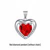Korean Style Heart-Shaped Blue Crystal Necklace with Peach Heart Pendant