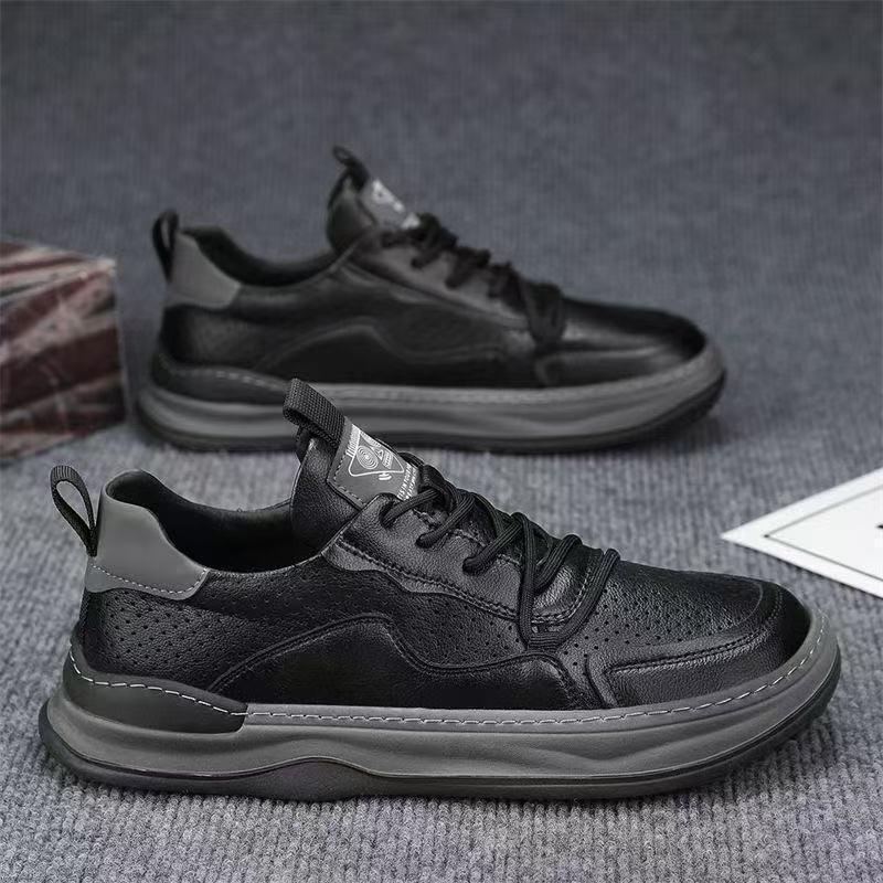 Men s shoes summer hollow breathable soft sole lightweight trend flat line men s sports and leisure trendy shoes 39 чёрный