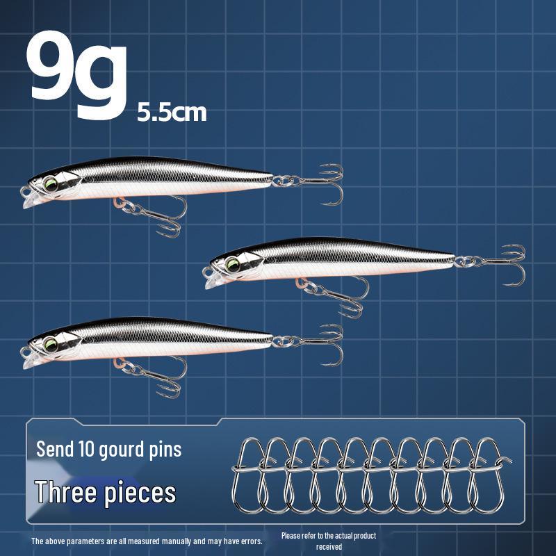 Small Silver Fish Pencil Twitching Long Cast Slow-Sinking Freshwater & Sea Fishing Lure for Mackerel & Asp