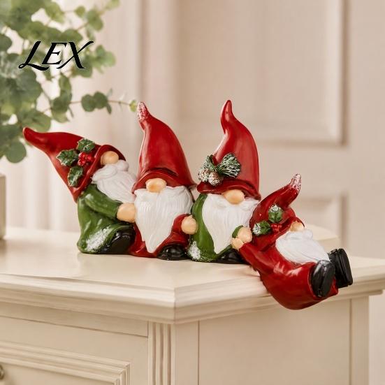 Humorous Xmas Party Favors Christmas Table Edge Sitter Figurine, Tug of War Hanging Character Decor, Snowman Thanksgiving Tiered Tray Displays