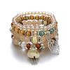Bohemian Beaded Shell & Leaf Pendant Layered Bracelet Set