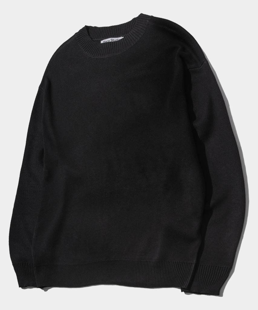 PLACESTUDIOMAN Daily Minimal Round Crew Neck Loose Fit Long Sleeve Knit_4 Colors