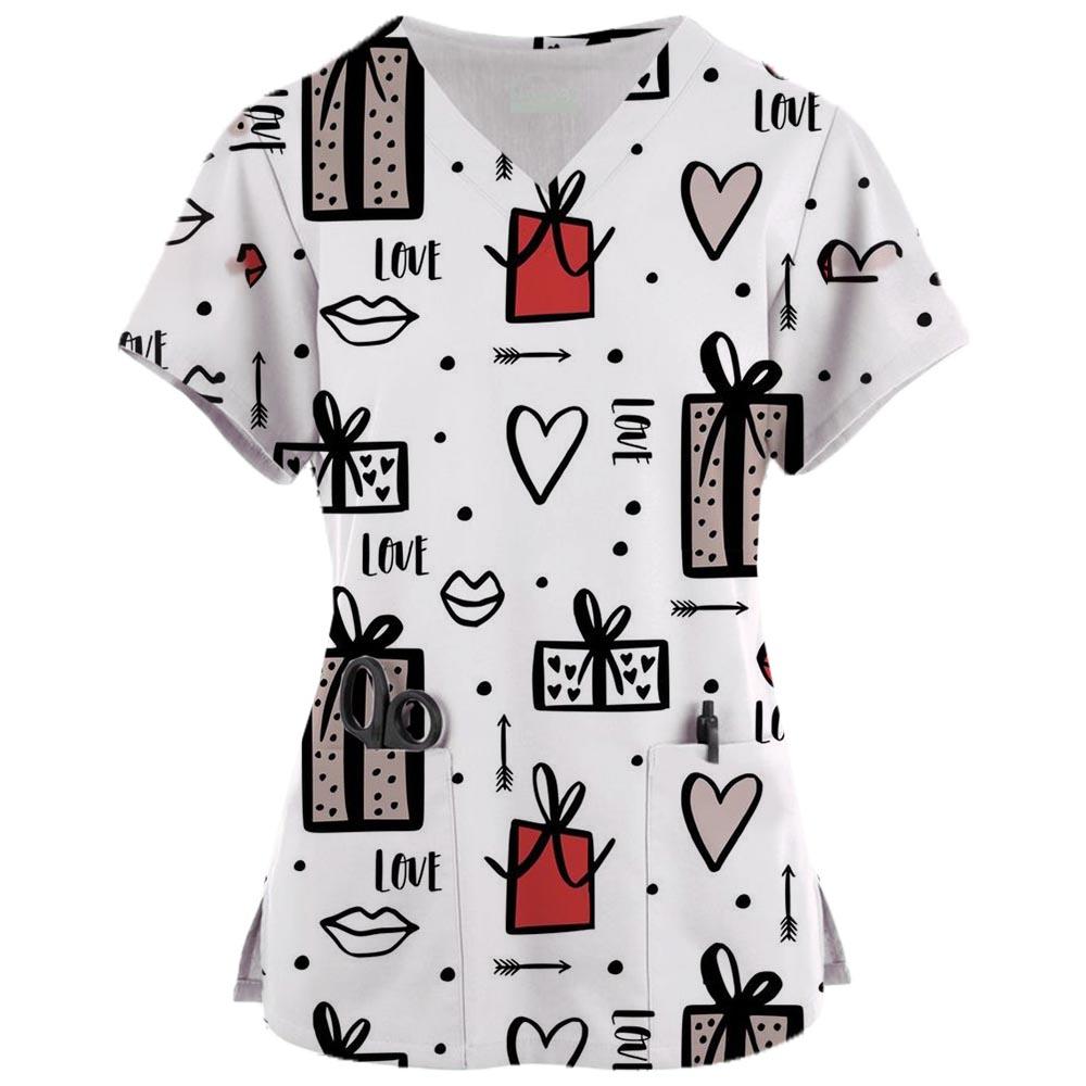 Φορέματα Σπα με Κινούμενα Σχέδια Μπλούζες Ομορφιάς και Υγείας Επαγγελματική Στολή Κομμωτηρίου Γυναικεία Μπλουζάκια