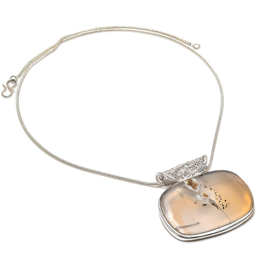 

Ювелирный кулон ручной работы с агатом Монтана и драгоценным камнем 1,77 дюйма SR-6066