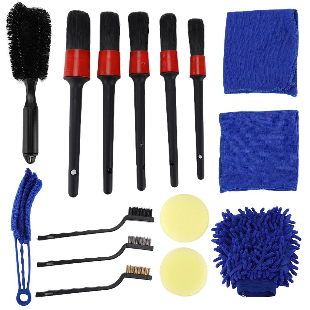 15pcs Detailing Dusting Brushes Kit Scrub Cleaning Tool for Car Interior Exterior Wheels Dashboard