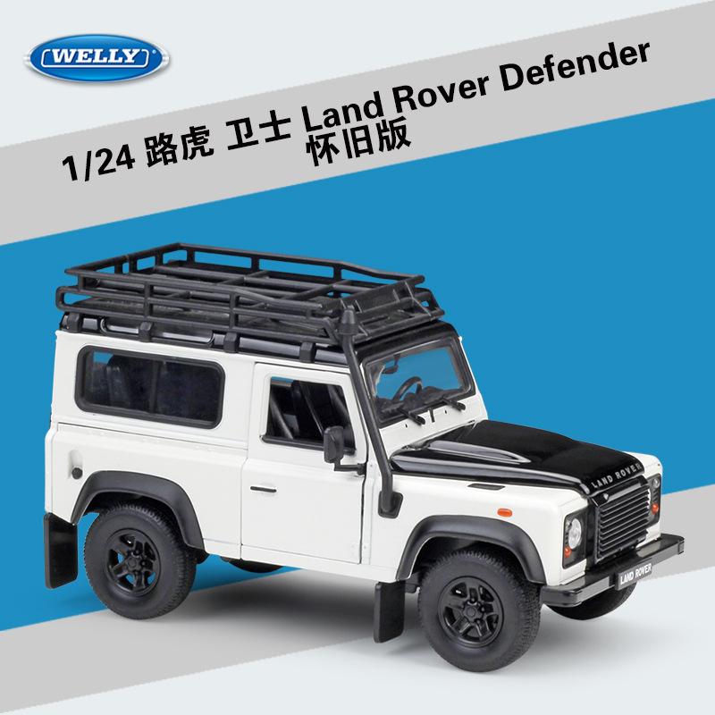 Welly 1:24 Land Rover Defender ArmyGreen alloy car model Diecasts & Toy Vehicles Collect gifts Non-remote control type transport