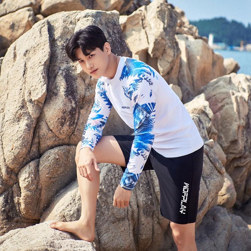 Herren Schnelltrocknendes UV-Schutz Rash Guard Set Langarm-Oberteil Langbeinige Hose Surfen Tauchen Schwimmen