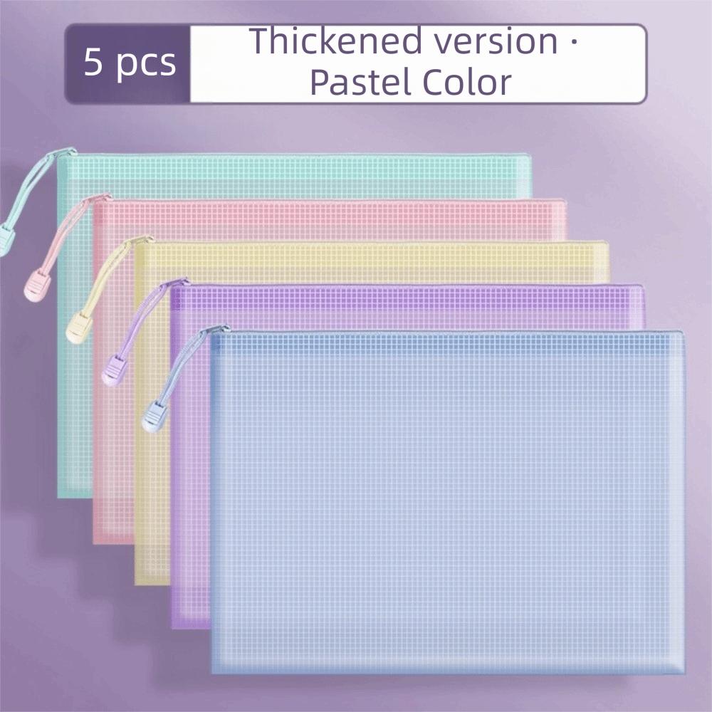 Clear Mesh Zipper Bags Waterproof File Pouch Essential Document Storage Bag Homework