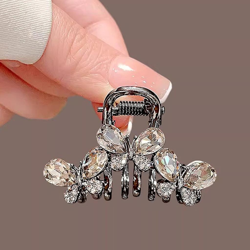Kleine Schwarze Kristall Diamant Schmetterling Haarspange Dekor Mode Pony Legierung Haarnadel Mit Rutschfesten Flash Haaraccessoires