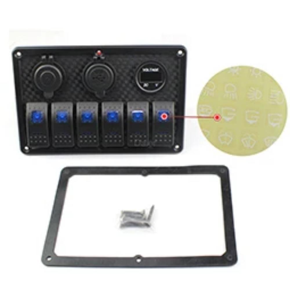 Panou Comutator Basculant Marin cu 6 Ganguri 12V Impermeabil RV Panou Comutator LED pentru Mașină Camion Barcă Marină