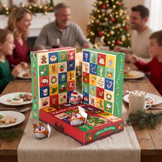 Christmas Unboxing Experience 5Pcs 24-Day Advent Calendar Box, Blank Gift Box with Xmas for Family Pull-Tab Windows, Countdown Surprise Toy Container,