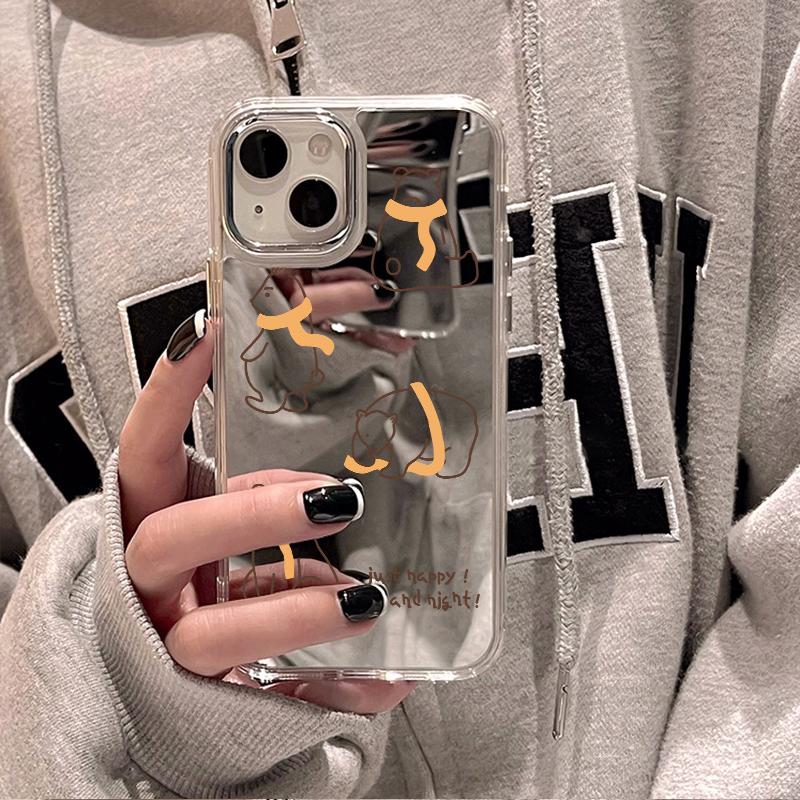 Handyhüllen für iPhone 11 13 XR 15 Pro Max 12 14 Pro Max Hülle iPhone 16 XS Max Spiegel Schutzhülle Mirror Exquisite Cartoon Wasserdicht