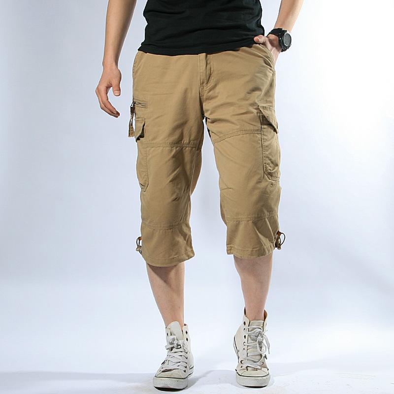 

Summer Men s Baggy Multi Pocket Military Cargo Shorts Male Cotton Khaki Mens Cotton Short Pants Men S сірий колір