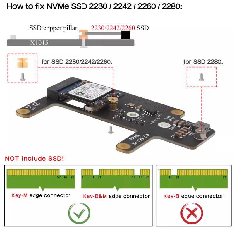Rozšiřující deska X1015 Raspberry Pi 5 PCIe na M.2 NVMe SSD