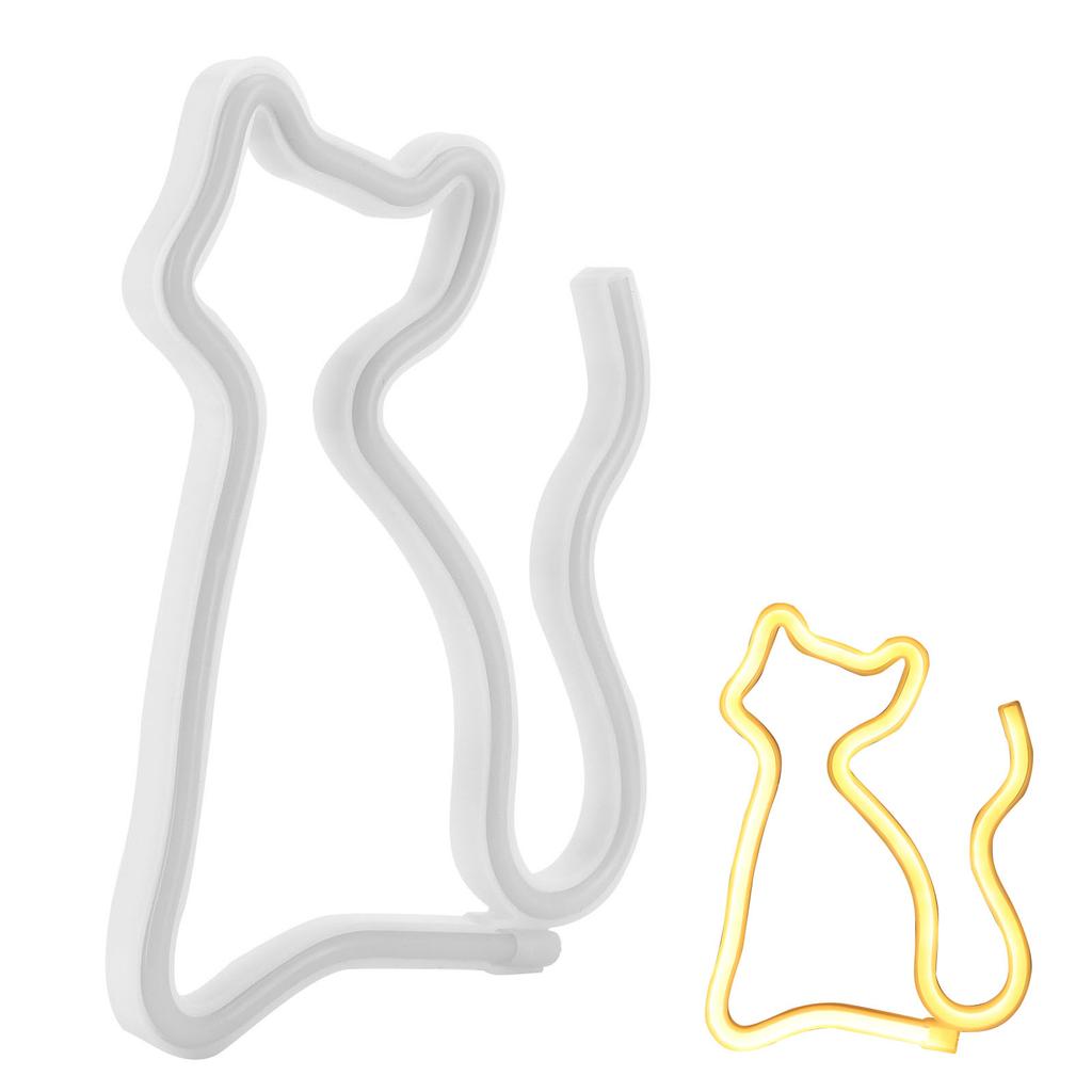 Cat Shaped Neon Sign LED Neon Light Decorative Art for Wedding Party USB Battery PoweredWarm Colour
