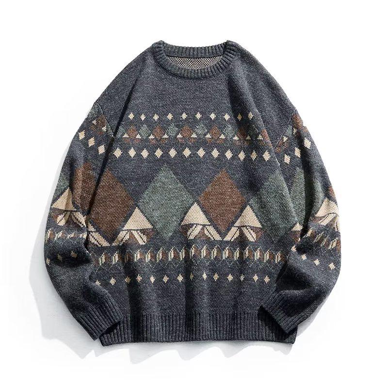 American Classic Retro Men's Plus Size Sweater: Autumn/Winter Ethnic Style Casual Knitwear