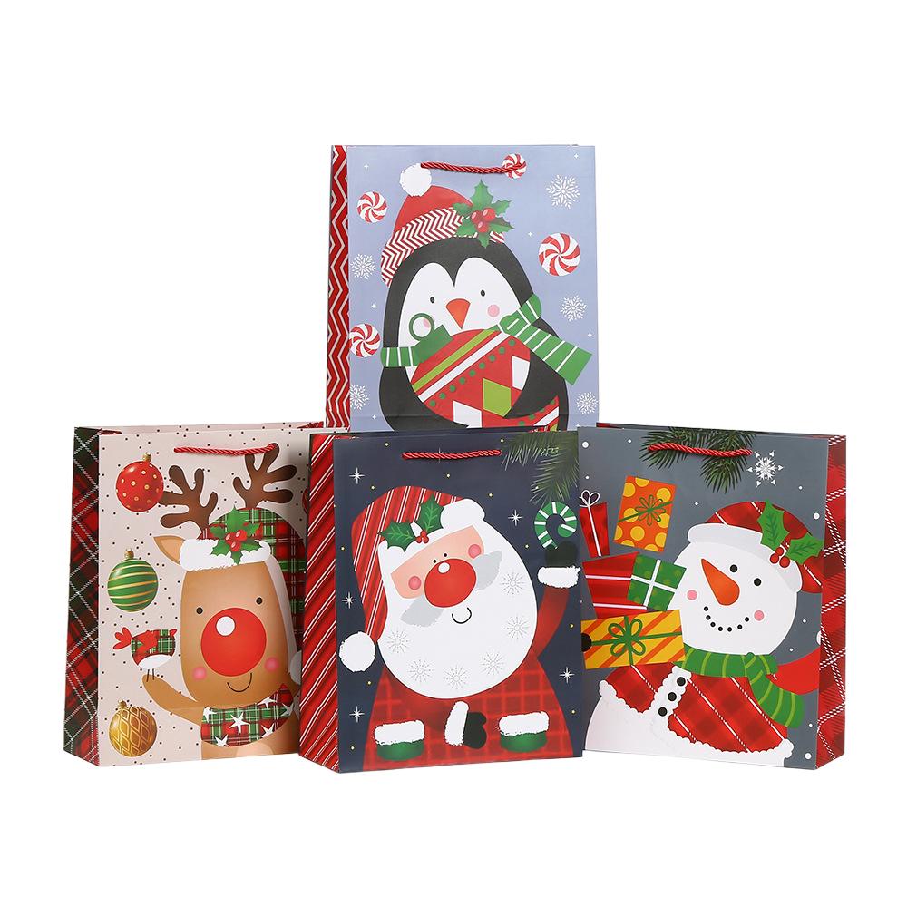 6/10pcs StoBag Christmas Paper Tote Bags Recyclable Gift Bags for Holiday Packaging Party Favors Candy Cookies Classroom