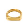 Gold Plated Stainless Steel Signet Ring Waterproof Hypoallergenic Minimalist Square Band for Women Men Stackable Fashion Jewelry