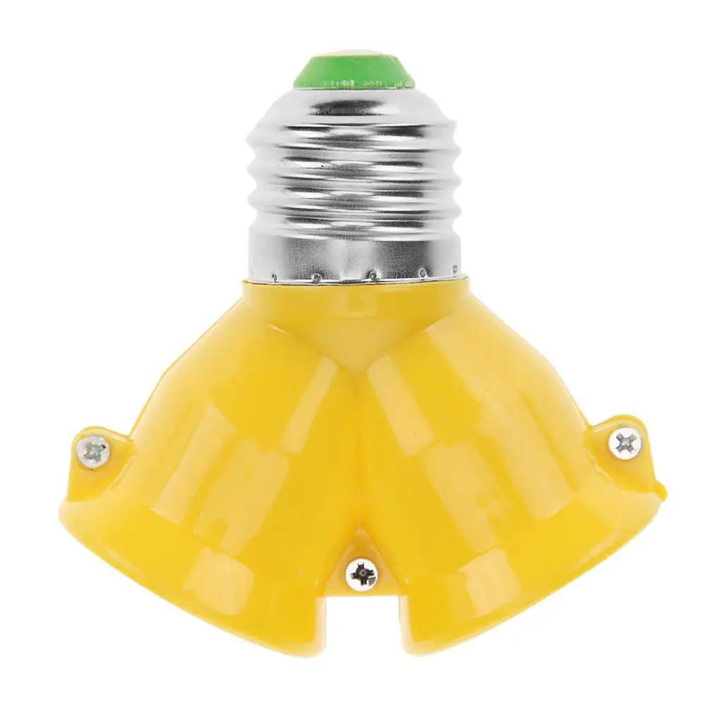 2 In 1 Double E27 Socket Base Bulb Extender Splitter Contact Adapter Converter Plug Halogen Light Lamp Bulb Holder Copper