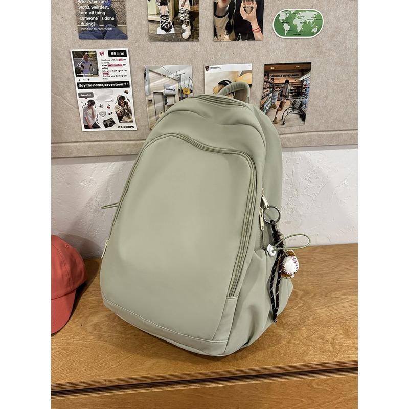 Casual solid color large capacity schoolbag new middle and high school students backpack travel backpack