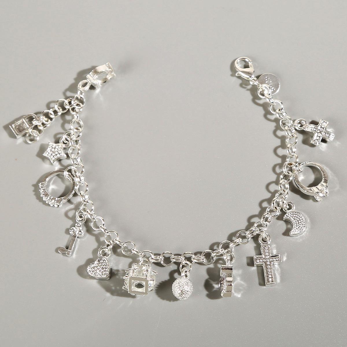 

1 шт. простой и модный мужской случайный подвесной элемент с несколькими элементами, браслет для пары, аксессуары для повседневных свиданий Silver