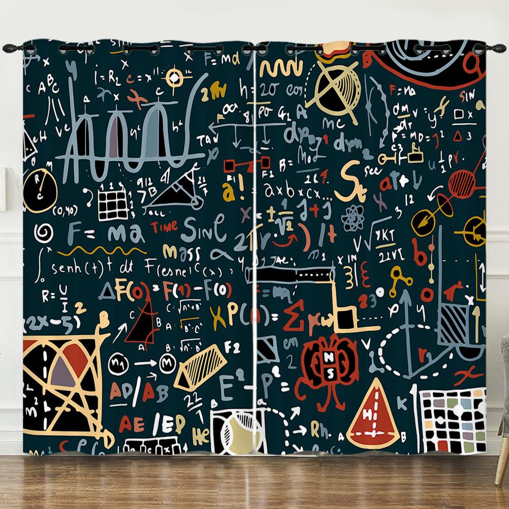 Zasłona Geometryczna Wzór Liczbowy Drukowanie Cyfrowe 3D Zasłona zaciemniająca Przelotki