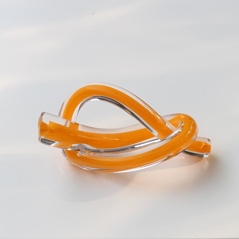 Kreativ Utskuren Geometrisk Glasskulptur Ihålig Glas Snöre Genomskinlig Knut Dekorativa Figurer Heminredningstillbehör