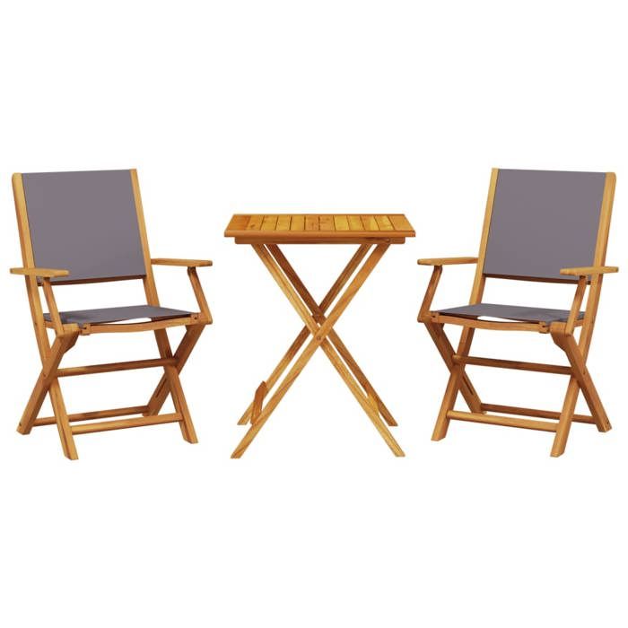 VidaXL 3-piece Bistro Set Anthracite Fabric and Solid Wood, Garden Bistro Set, Balcony Set, Set 3281809