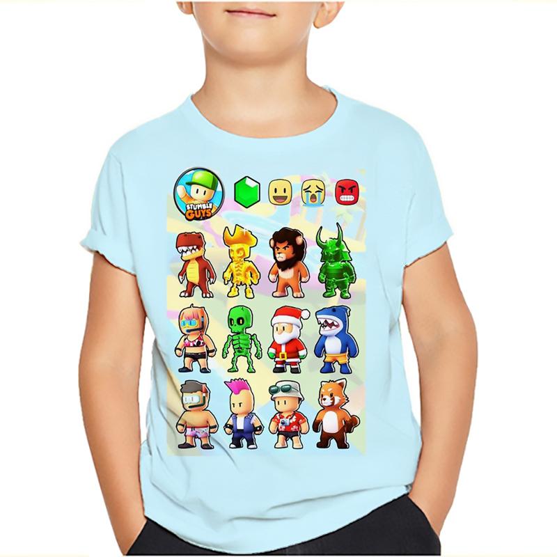 Çocuklar Stumble Erkekler Tişörtleri Stumble Oyunu Karikatür 3D Baskı Kısa Kollu Erkek/Kız O-Yaka Moda Tişört Erkek Çocuk Tişörtleri Üstler Giyim