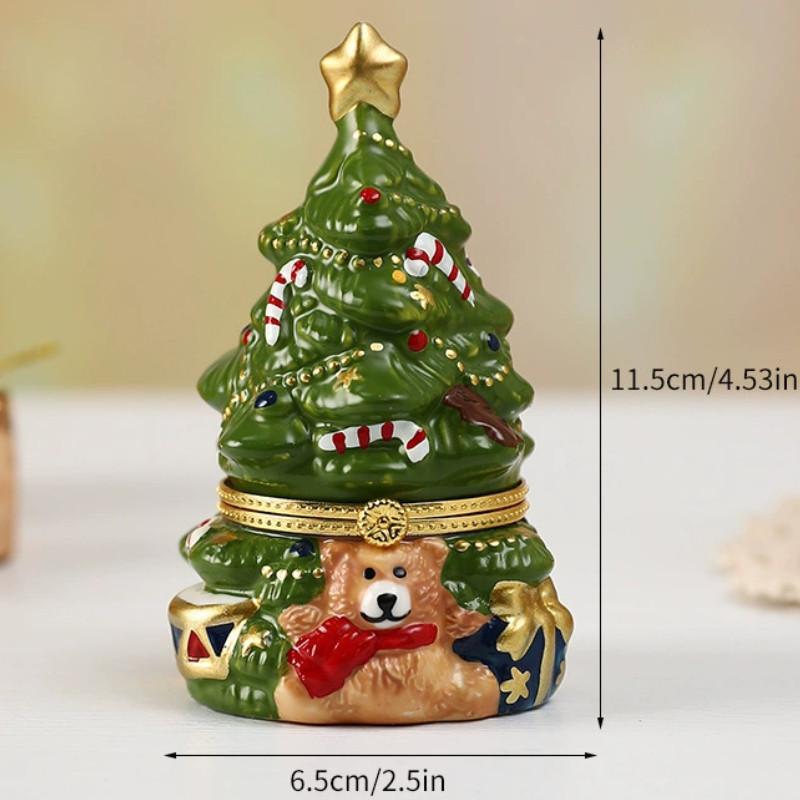 Bear Holiday Resin Christmas Tree Ornament With Creative Gift Jewelry Decor Box