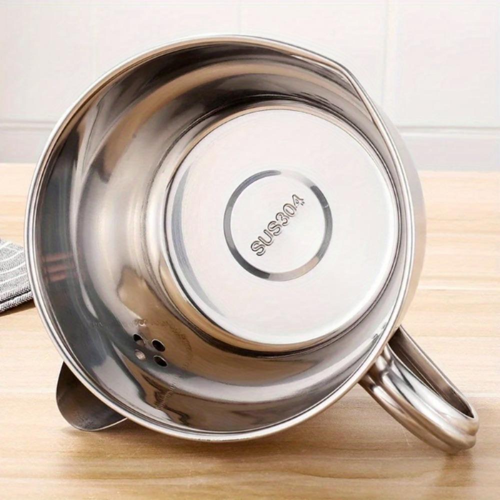 1000ML Stainless Steel Oil Filter Soup Pot Kitchen Grease Oiler Filter Strainer Bowl Large Capacity Storage Jug Cooking Tools