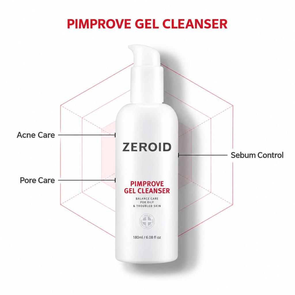 ZEROID Pimprove Gel Cleanser Sebum Care Gentle Facial Cleansing Gel 180ml