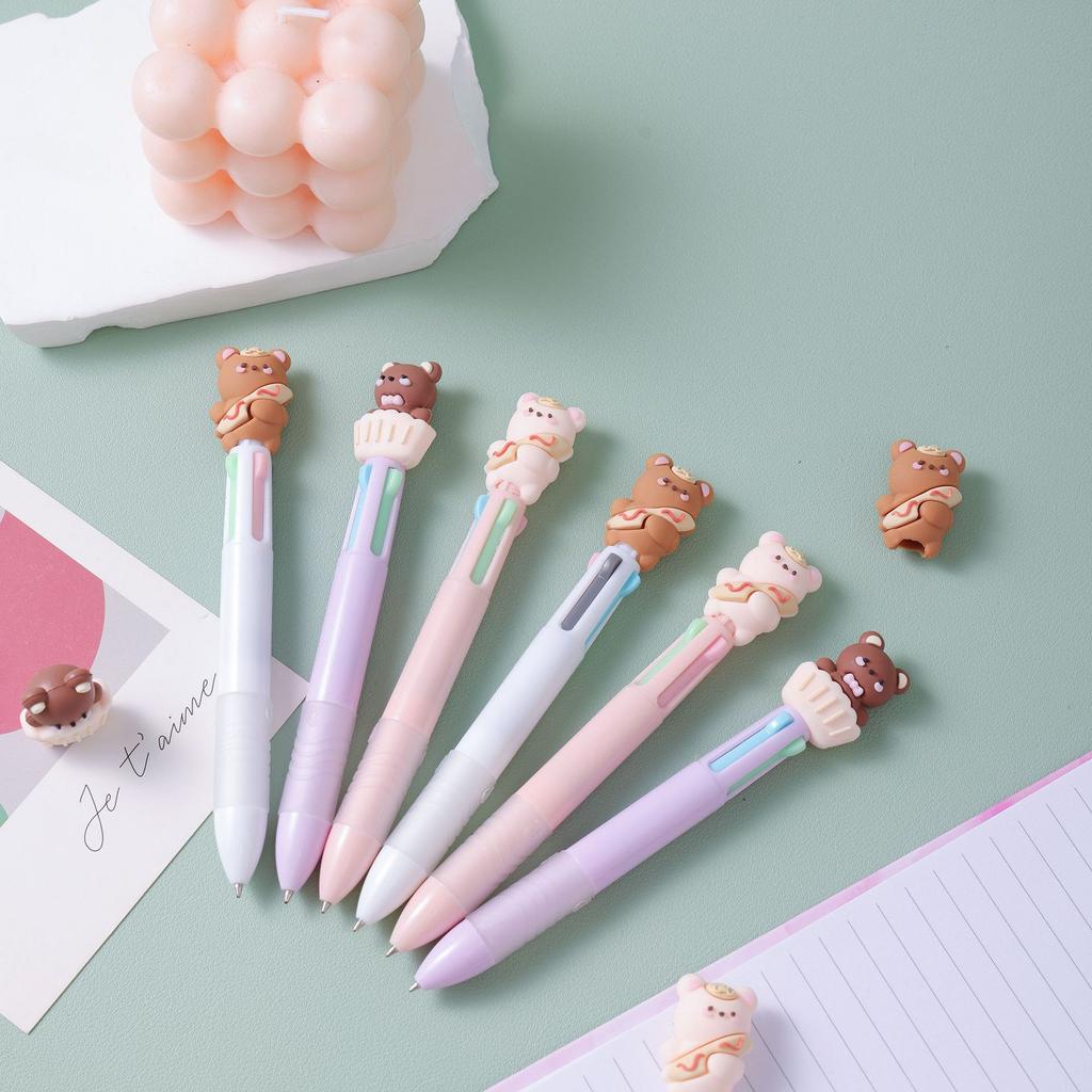 25Pcs/Lot Kawaii Cute Cartoon 4-Color Retractable Ballpoint Pens Multicolor Pens for School Office Gift for Kids Back To School