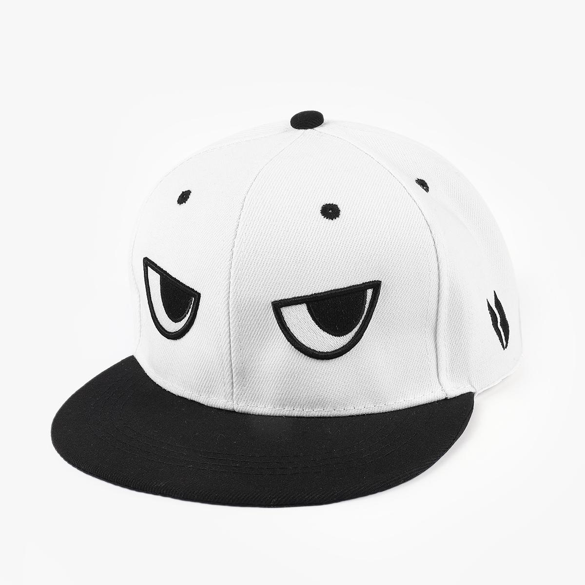 Gepersonaliseerde Trend Borduurwerk Oog-Zijde Vormige Harde Top Platte Rand Koppels Vriendelijk Veelzijdige Zon Hoed Baseball Cap One Size white