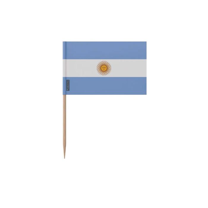 Cure-dents Drapeau de l'Argentine - 12 cm - 100 pièces - Plastique adhésif - Bâton en bambou - Pixelforma