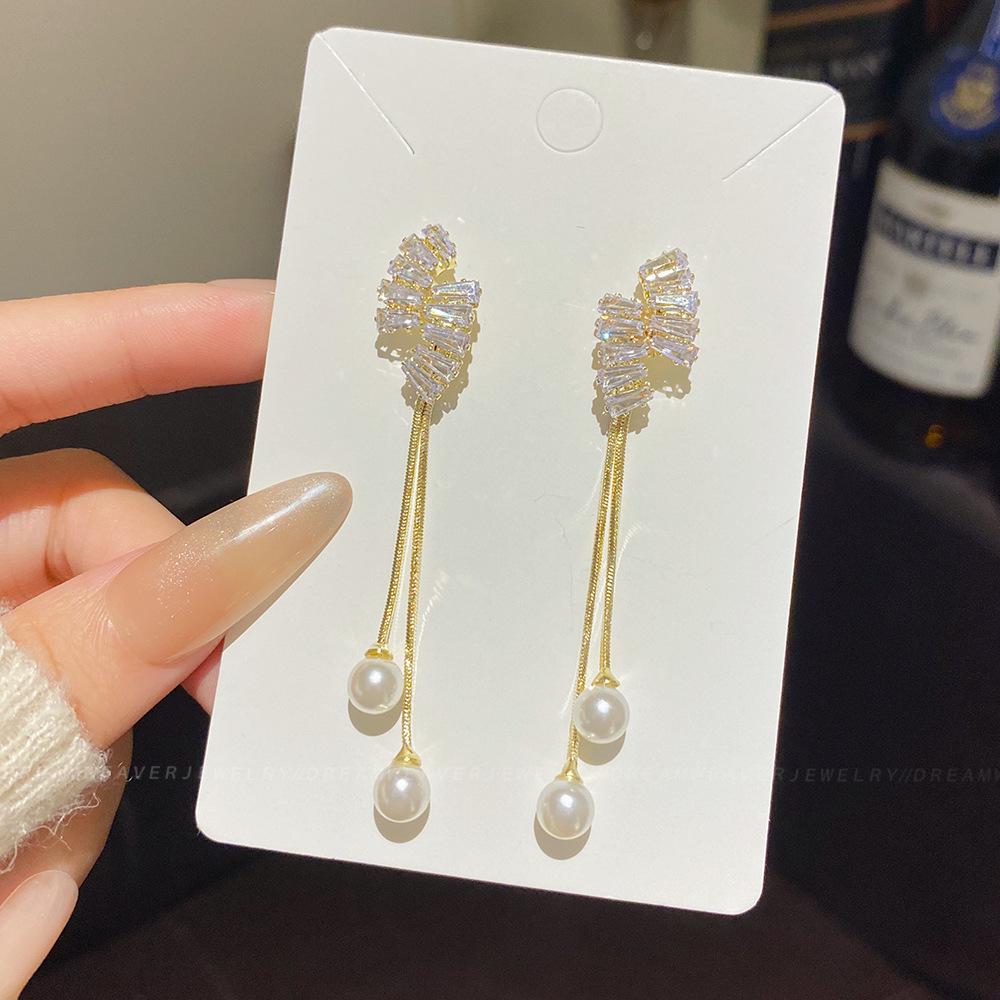 925 Sterling Silver Full Diamond Tassel Earrings – High-End European & American Style, Super Shiny, Luxurious Ear Jewelry for Women.