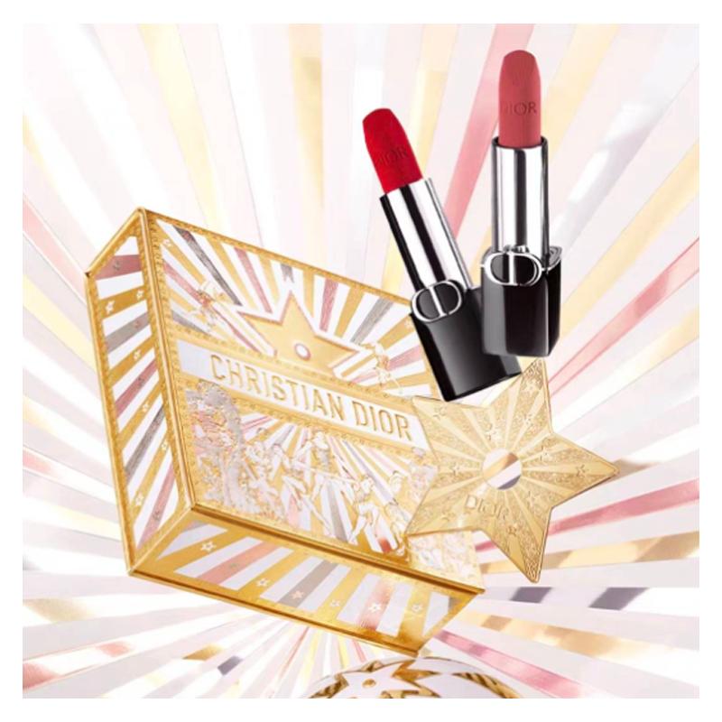 DIOR Lipstick Two-piece set: #720 Sandalwood Nude Velvet Mist Lipstick 3.5g + #688 Rose Pink Brown Velvet Mist Lipstick 3.4g