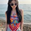 Bright Color Vacation Headscarf with Leaf Patterns Great for Female and Girl Beach and Casual Wear Sunproof Headpiece