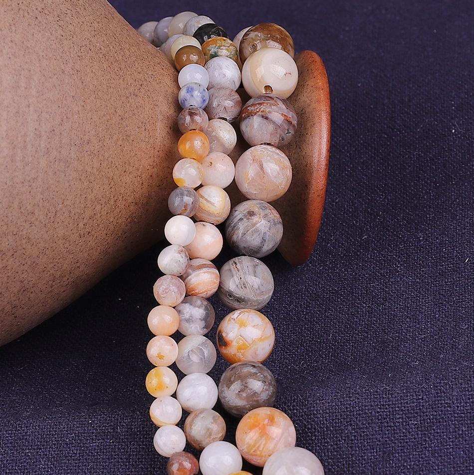 Marmură din frunze de bambus Piatră naturală 4/6/8/10/12MM Mărgele libere rotunde pentru realizarea de bijuterii