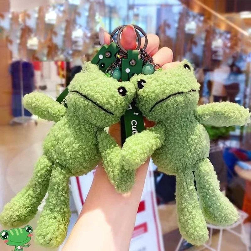 Mignonne Grenouille Poupée Kawaii Peluche Porte-clés Accessoires Kawaii Porte-clés pour Sacs à Dos Sacs Portefeuille Porte-clés de Voiture Cadeaux d'Anniversaire Noël