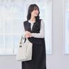 Rootote Women's Tote Bag with Movable Compartment, Large Capacity, Shoulder Strap, Freestanding, LT Round Paruti Quilted D 3674 (02 Ivory)