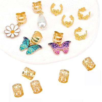 34pcs Butterfly Hollow Out Hair Ring Dread Locks Hair Braiding Dreadlocks Beads DIY Multi Style Hair Braid Tubes Decor