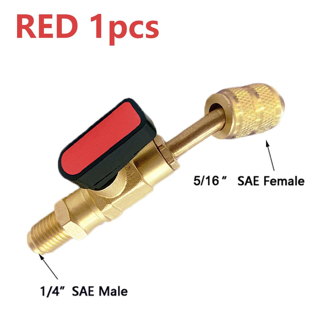 1/4" SAE Male Refrigerant R22 R12 R410a Angled Shut-Off Ball Valve Adapter Air Conditioning Charging Hoses AC Refrigerant Tools