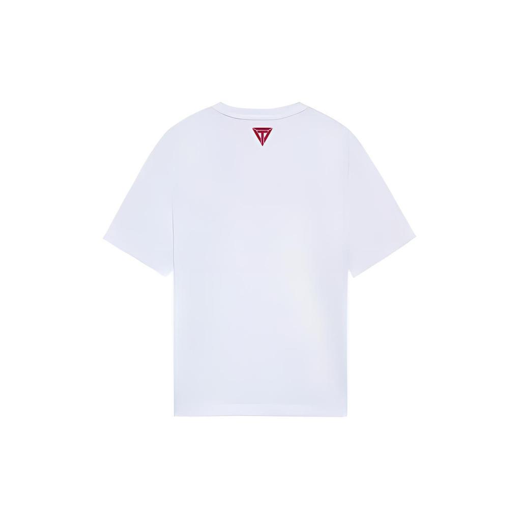 Li Ning T Shirts Unisex White Crew Neck Moderate Straight Fit AHSS511-1