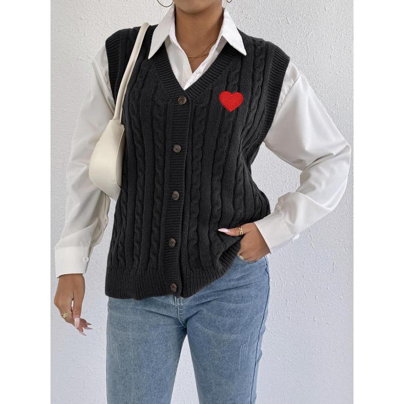 

Женский вязаный кардиган Осень Зима Повседневная верхняя одежда Жилет Плетеный Машинной вязки Свитер 3D Цветочная лоскутная жилетка Free size чёрный